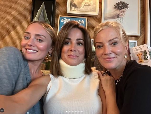 Natalie Pinkham with fellow Sky presenter Sarah-Jane Mee, right, and Laura Haddock