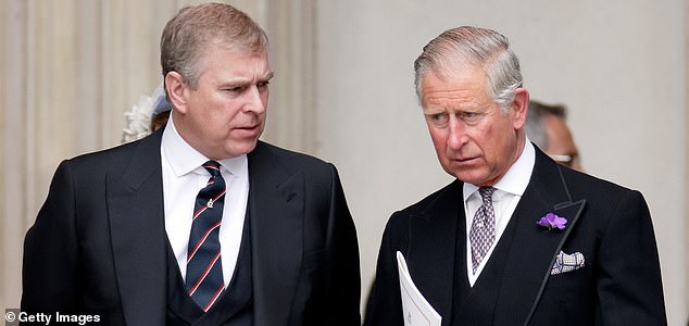 LONDON, UNITED KINGDOM - JUNE 05: (EMBARGOED FOR PUBLICATION IN UK NEWSPAPERS UNTIL 24 HOURS AFTER CREATE DATE AND TIME) Prince Andrew, Duke of York and Prince Charles, Prince of Wales attend a Service of Thanksgiving to celebrate Queen Elizabeth II's Diamond Jubilee at St Paul's Cathedral on June 5, 2012 in London, England. For only the second time in its history the UK celebrates the Diamond Jubilee of a monarch. Her Majesty Queen Elizabeth II celebrates the 60th anniversary of her ascension to the throne. Thousands of wellwishers from around the world have flocked to London to witness the spectacle of the weekend's celebrations. (Photo by Max Mumby/Indigo/Getty Images)