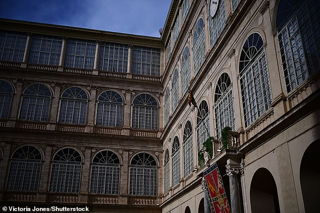 The Royal Standard flying at Vatican City today ahead of the arrival of the King and Queen