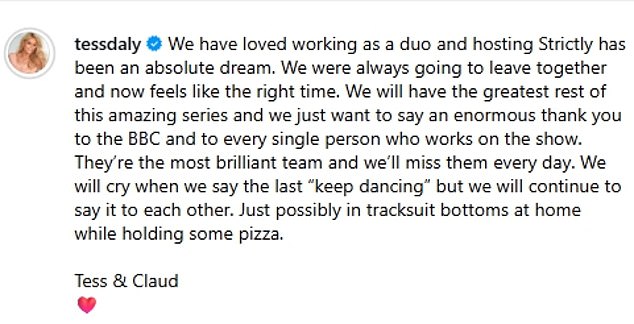 The presenting pair penned an emotional message to their fans under the clip