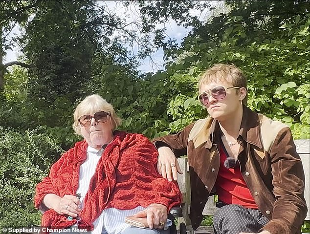 Oscar Dunbar with his grandmother Marianne Faithfull in a video he shared on Instagram discussing her life