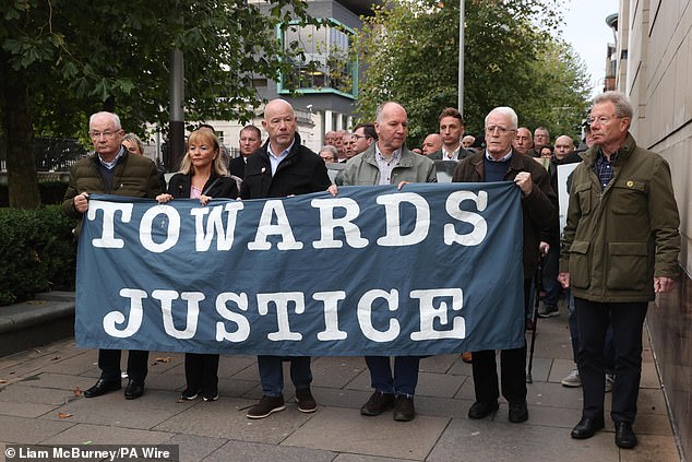 Relatives of those killed on Bloody Sunday marched towards Belfast Crown Court ahead of the judge's verdict