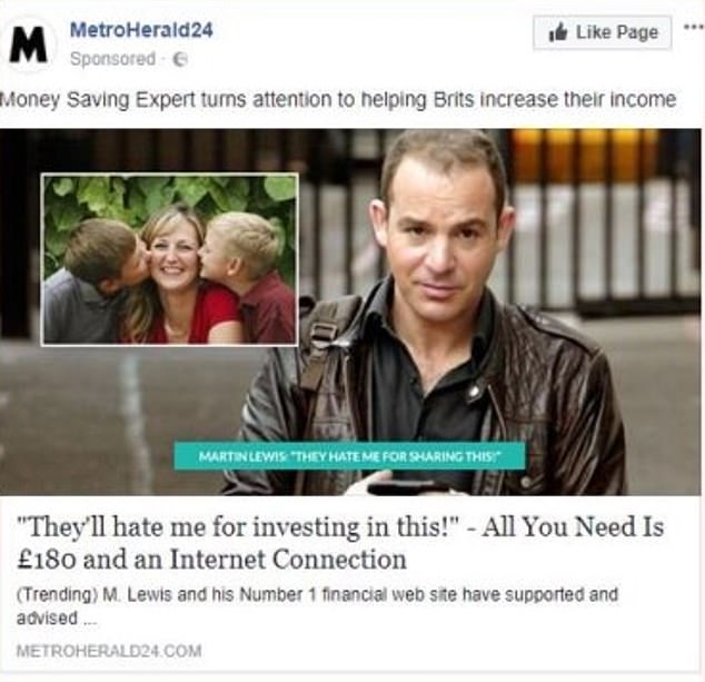 Another fake advert on Facebook for an article on the non-existent 'MetroHerald24' website