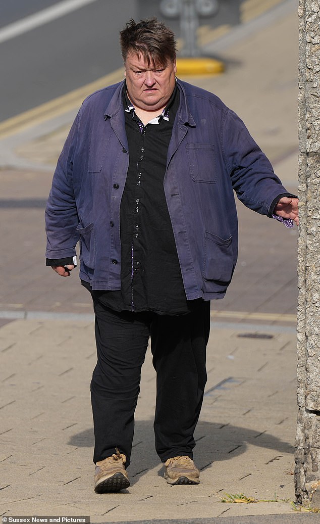 Mr Higham was arrested 'on suspicion of harassment following reports of verbal abuse towards the same woman' in June but the case has now been dropped. Pictured: Mr Higham appearing at Brighton Magistrates Court
