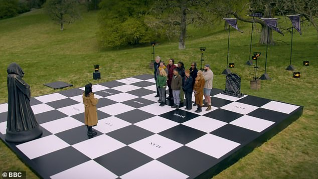 The mission consisted of splitting the players into two groups on a giant chessboard and they had to guess who the traitors voted as the weakest, most two faced, and the leader of the pack