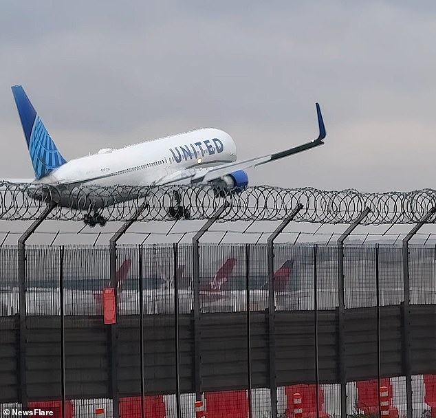 The aircraft was seconds from landing, but with wind gusts reaching up to 75mph across the UK, the pilot aborted