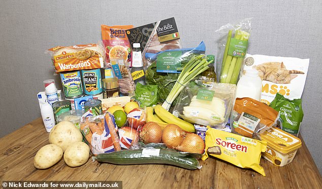 While some substitutions had to be made, overall, the trolley of everyday items was exactly the same however the cost has more than doubled. Pictured: the haul of shopping from Morrisons