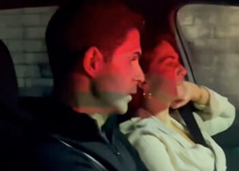 Awkward moment Mikel Arteta and his wife are swarmed by Arsenal fans in their car after win over Atletico Madrid