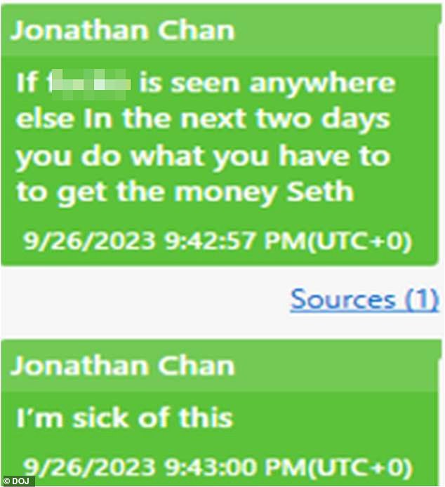 In a separate instance, Hu allegedly instructed his co-defendant to 'do what you have to do to get the money' from another victim, who was identified as John Doe #6