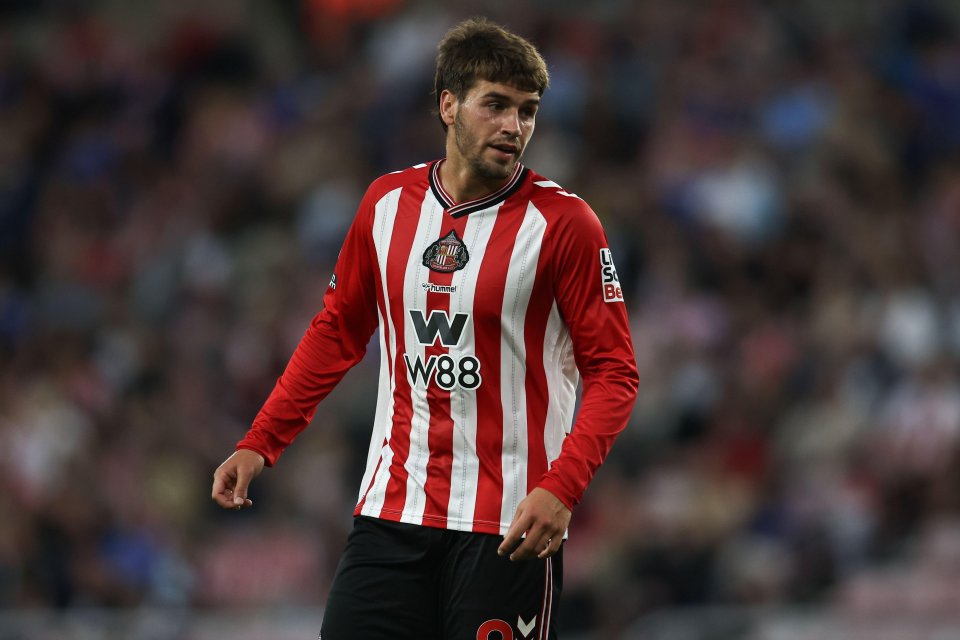 Marc Guiu of Sunderland during the Carabao Cup match between Sunderland and Huddersfield Town at the Stadium Of Light, Sunderland on Tuesday 26th August 2025. (Photo: Michael Driver | MI News) Credit: MI News & Sport /Alamy Live News