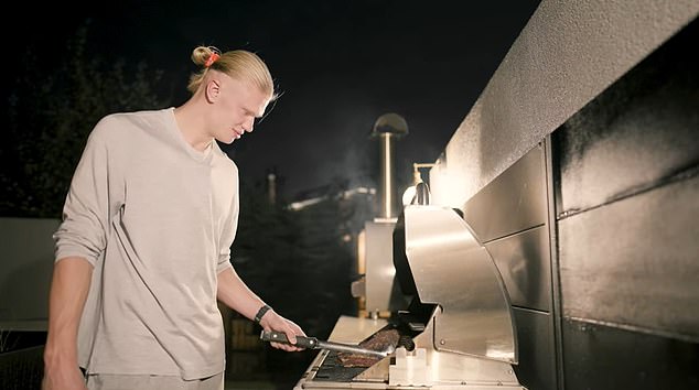 The Manchester City star loves cooking on his barbecue outside, whether in rain or shine