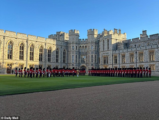 A Guard of Honour at the Windsor Castle Quadrangle today for Volodymyr Zelensky's visit