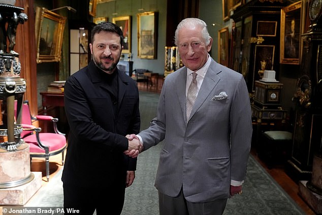 King Charles III and Ukrainian President Volodymyr Zelensky at Windsor Castle on June 23
