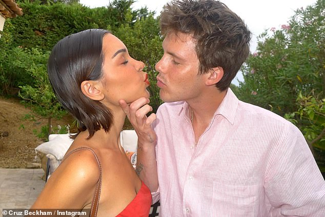 In a surprise move, the aspiring singer's wild new single Optics centres around drugs and sex, amid his romance with Jackie Apostel, 30, who is 10 years his senior (pictured together)