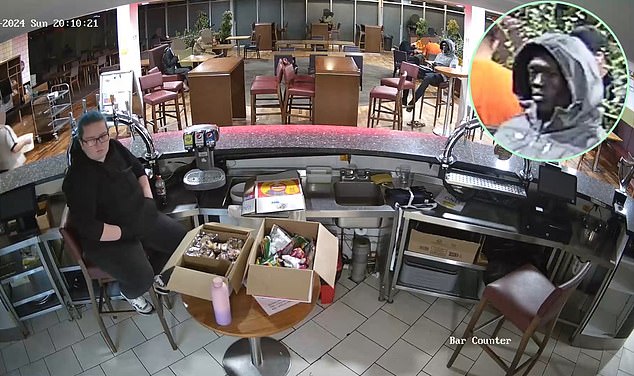 Jurors were shown chilling CCTV of Deng Chol Majek staring at Rhiannon Whyte in the hotel during her shift that night