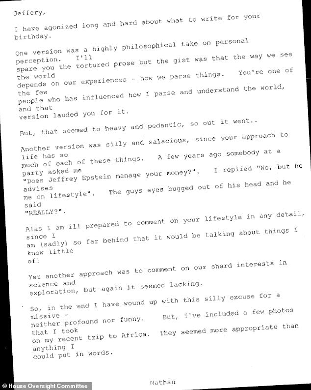 The letter allegedly written by Myhrvold was accompanied by graphic photographs of sex acts and engorged animal genitalia
