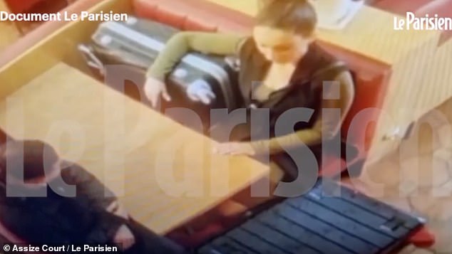 CCTV footage shows the moment Dahbia Benkired opened the suitcase she stuffed Lola into while sitting in a busy Paris bar