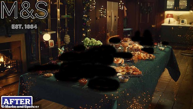 The table was brimming with Christmas delights in Marks and Spencer's Christmas advert last year but, under the new regulations, there would be nearly no food left for viewers to feast their eyes on