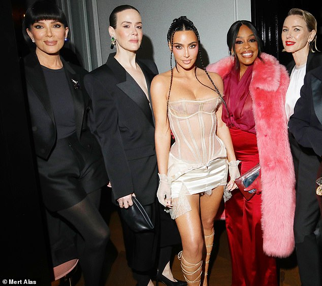 She looked phenomenal during the star-studded event as she was seen posing up a storm with A-listers. (Pictured L to R: Kris Jenner, Sarah Paulson, Kim, Niecy Nash and Naomi Watts)