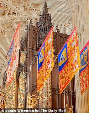Prince Andrew's flag (pictured) was previously raised inside Windsor Castle's chapel