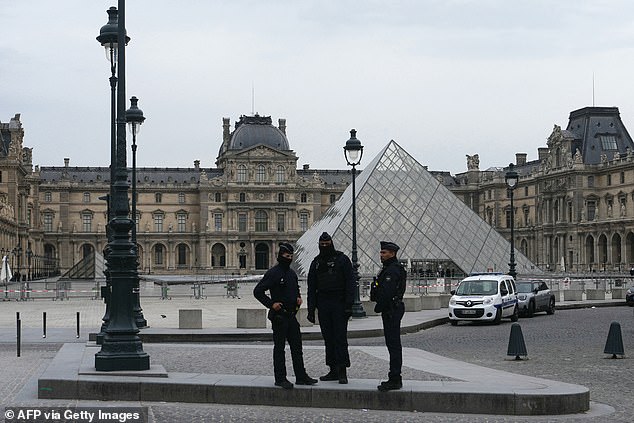 Officers rushed to the scene and were pictured inspecting the empty site after a mass evacuation