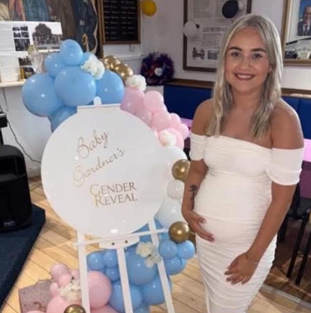 Kira, a 23-year-old supermarket worker from Caldercruix, a small village in the west of Scotland, at her 'gender reveal' party