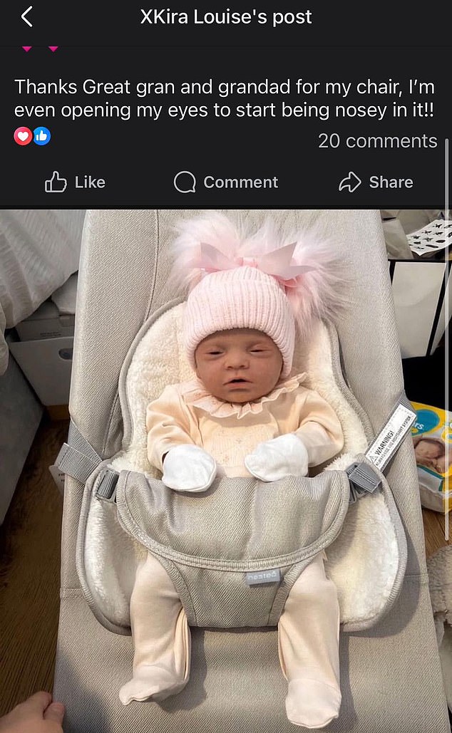 Kira also posted pictures of the doll on her social media, which was 'eerily lifelike' and had been handpainted