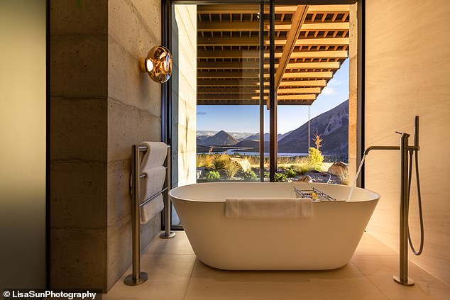 There's also simple pleasure in soaking in the warm water of the large porcelain tub in our villa's bathroom