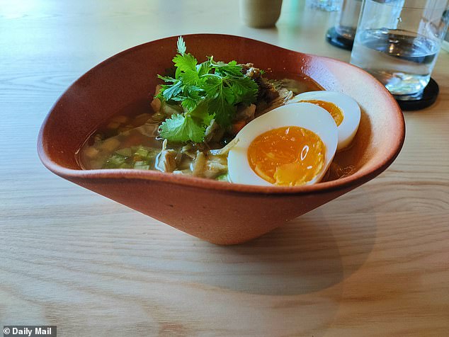 For one lunch, I have chicken soup with buckwheat noodles and fermented miso chilli