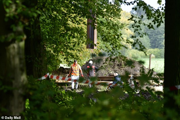 Furmaniak told the Daily Mail: 'We believe the deposit might be inside a shell casing from a German Big Bertha mortar'