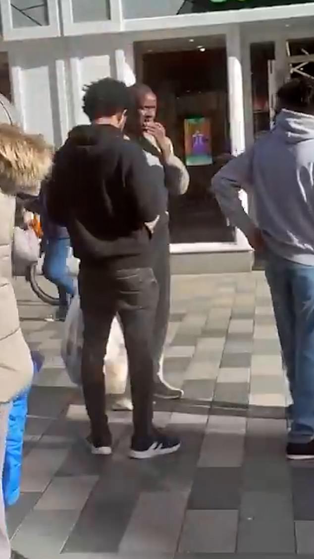 Kebatu (believed to be pictured in this footage) was still wearing his prison-issue grey tracksuit and clutching a plastic bag containing his possessions