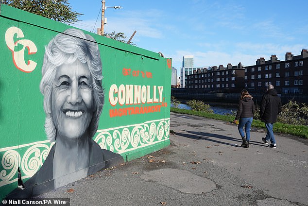 A mural of Ms Connolly sits beside the waterways of Dublin, the capital of Ireland