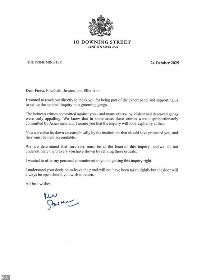 The group has now received a personal letter (pictured) from the prime minister thanking them for their participation and assuring them their concerns will be listened to
