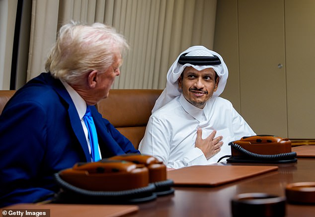 Trump hailed Al Thani as 'one of the greatest rulers of the world, not just the Middle East' (pictured)