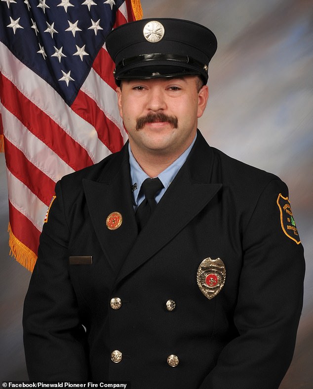 While Webb (pictured), who was a volunteer fireman, and Semanchik were lying dead in the home, Bollaro was allegedly withdrawing money from a TD bank and getting pizza