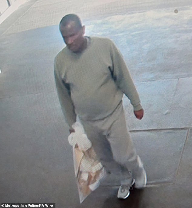 He is also seen here in Chelmsford, Essex, carrying a different bag