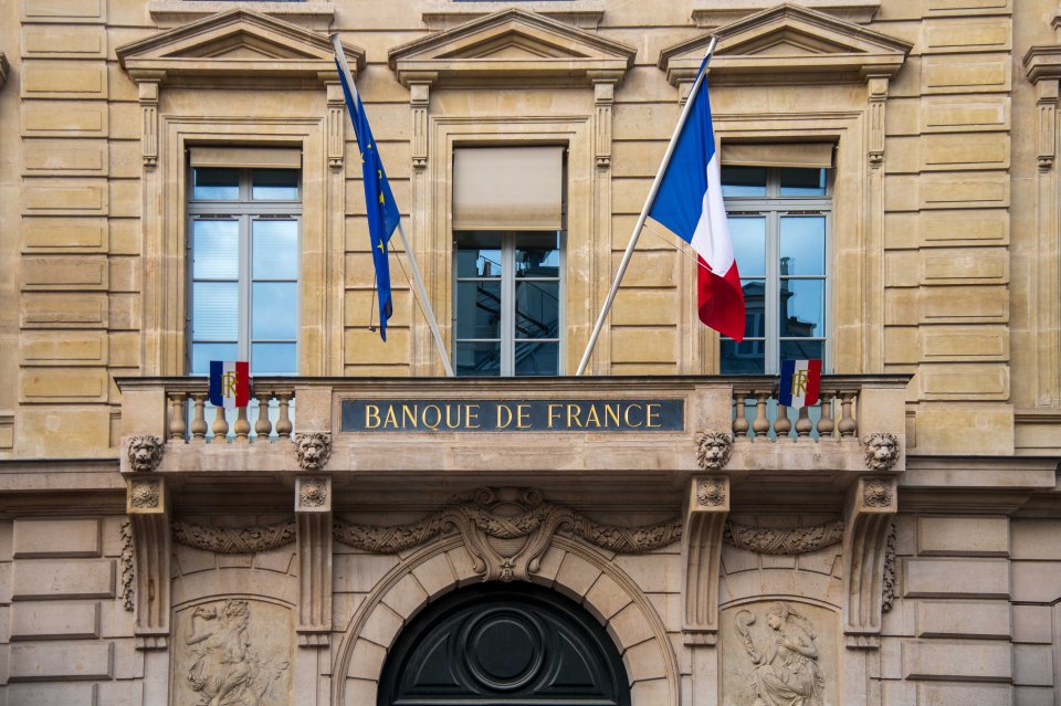 Facade of the Banque de France in Paris