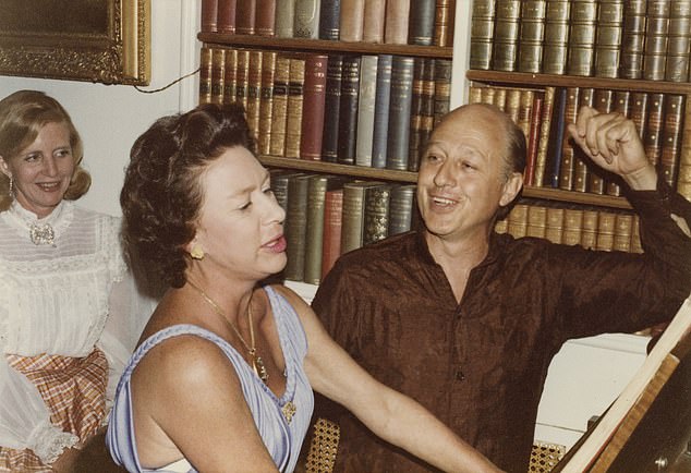 Lady Glenconner looks on while husband Colin sings and Princess Margaret plays piano