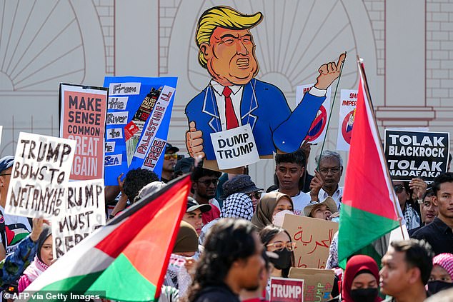 Protesters in Kuala Lumpur rallied against Trump's arrival