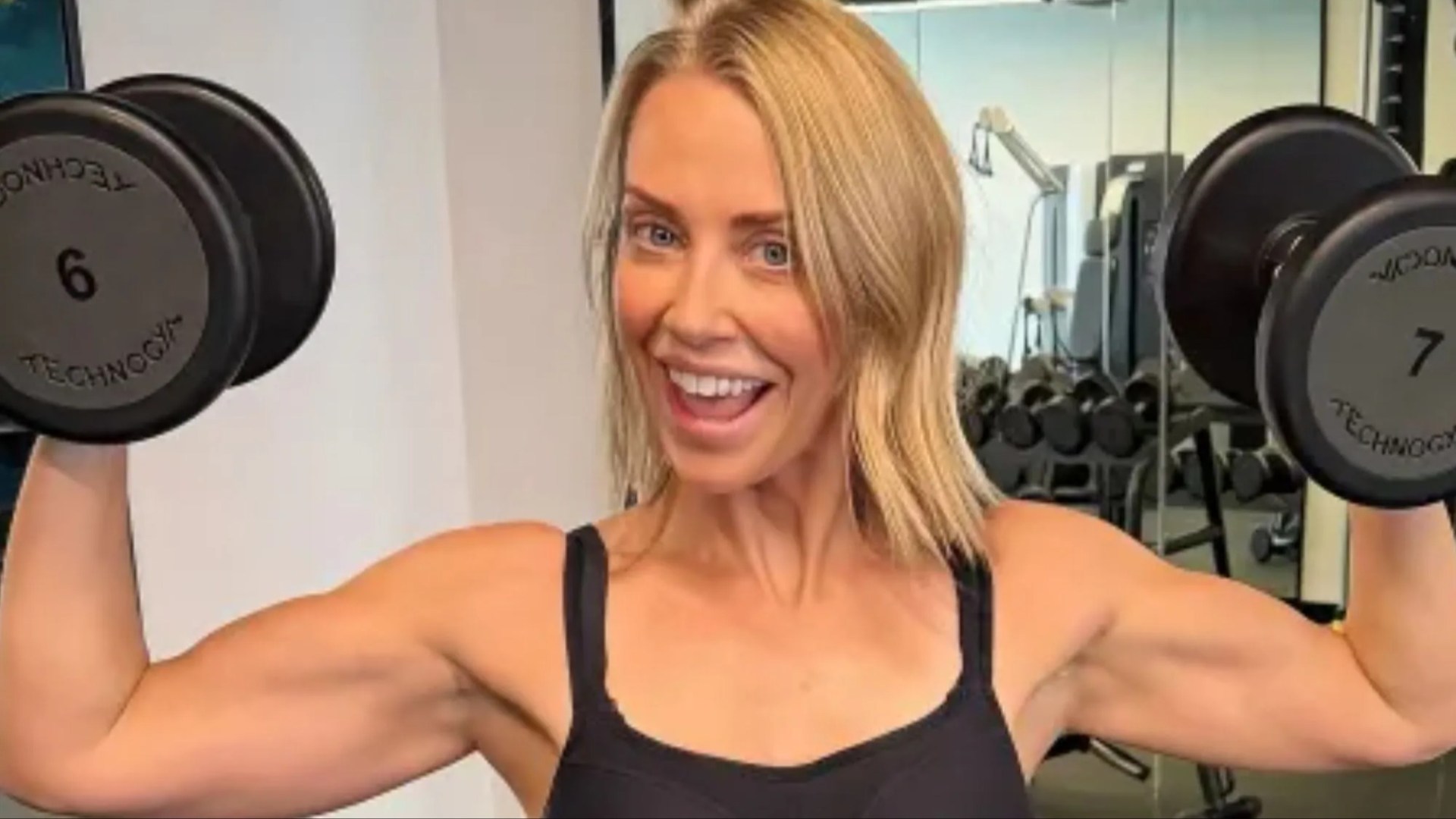 Laura Hamilton wears tight leggings and bra for gruelling workout after gaining a stone and vowing to never use fat jabs