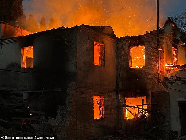 Russian missiles pounded residential blocks in Kyiv , in a barbaric attack, killing at least three sleeping civilians