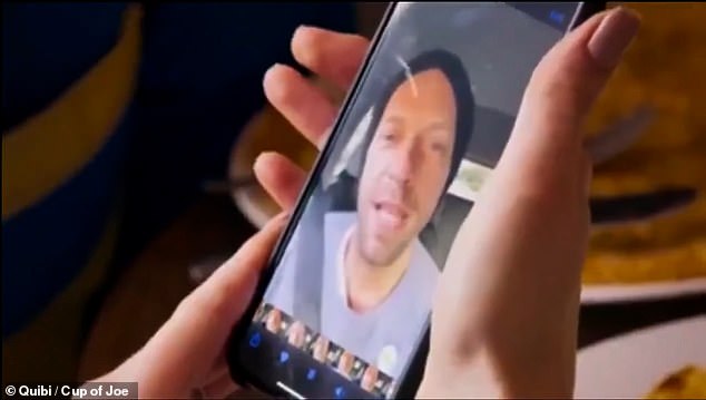 He said: 'This is Chris from Coldplay, I wanted to say have the best day and I sending you all my love. Thanks for being awesome, bye', and blew a kiss to the camera