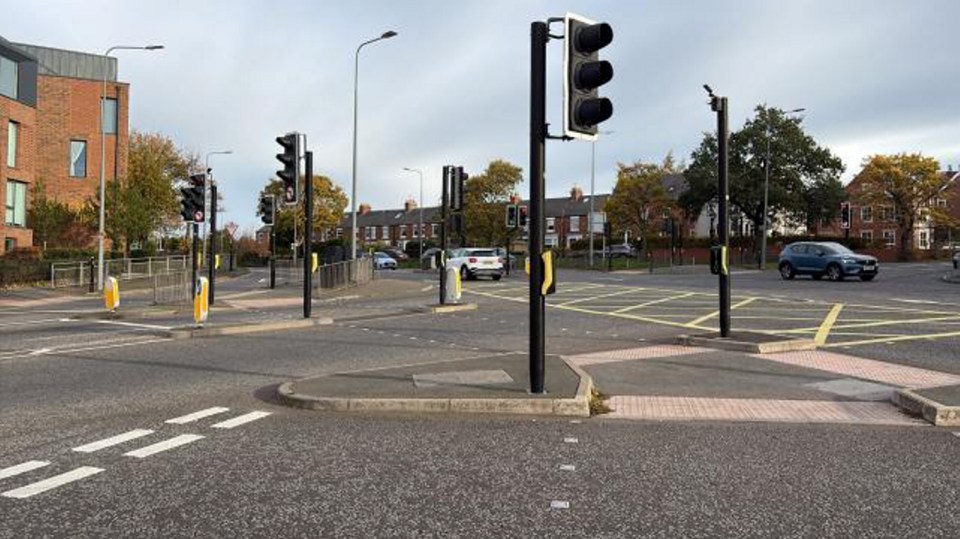 The A167 Neville's Cross junction in Durham, site of a fatal hit-and-run collision.