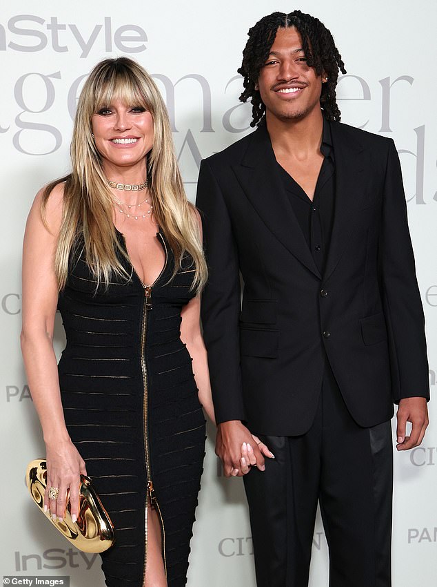 The model has been keeping busy and recently turned heads at the InStyle Imagemaker Awards on Thursday in Bel Air, California - and was accompanied by her 20-year-old son Henry Samuel (seen above)