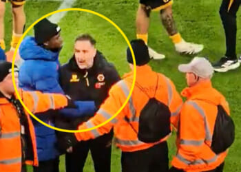 Under-fire Wolves boss Vitor Pereira has to be restrained during angry confrontation with fans as team booed off pitch