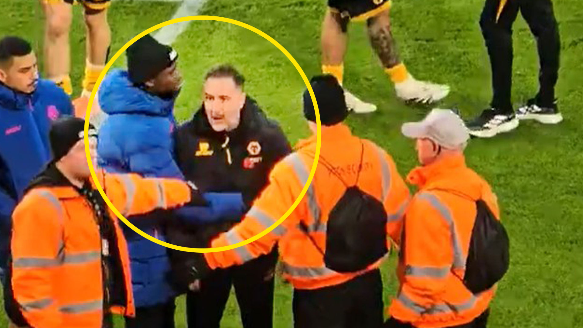 Under-fire Wolves boss Vitor Pereira has to be restrained during angry confrontation with fans as team booed off pitch