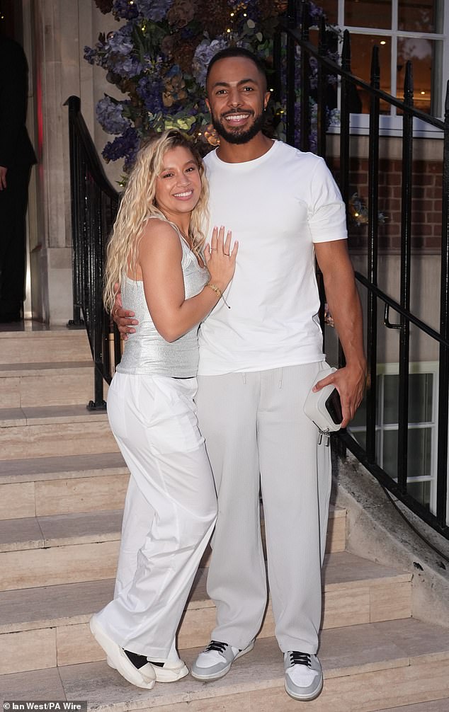 Their romance really began the night before the Strictly theatre tour across the country in early 2023 - the couple are pictured here in June 2024 in London at the Behind The Magic aftershow party