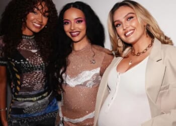 Little Mix send fans wild with surprise reunion as Perrie Edwards shows off huge baby bump