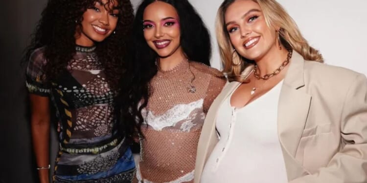 Little Mix send fans wild with surprise reunion as Perrie Edwards shows off huge baby bump