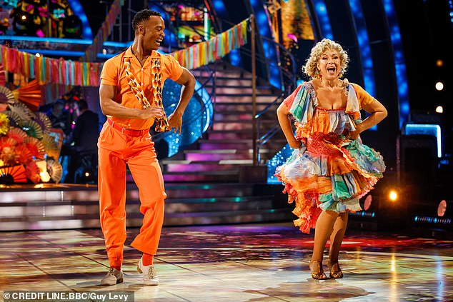 After Shirley heaped praise on Alex Kingston (pictured) for her impressive rumba, she then came out from behind the desk to join the actress on the dancefloor, leading some viewers to criticise Ballas for ‘stealing her thunder’